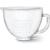 Glass Mixer Bowl For Kitchenaid Tilt-Head Stand Mixers 4.5-5 Quart, 5 qt Mixing Bowl Replacement For Kitchen aid With Measurement Markings,Handle