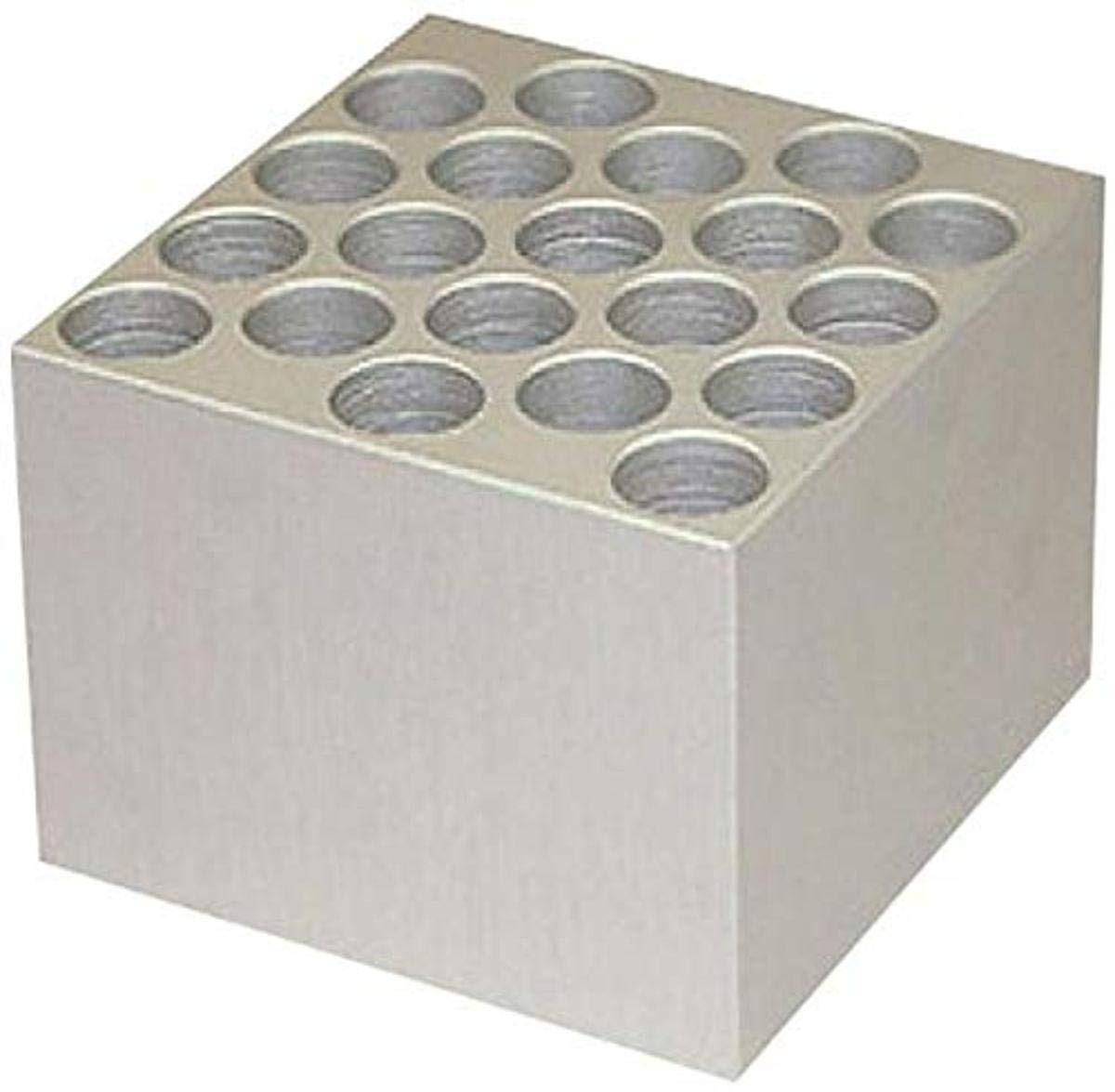 FinePCR AB9016.5 Aluminum Block for 20X16.5mm Test Tubes, Holds 20, 31/2" x 23/8" x 31/2