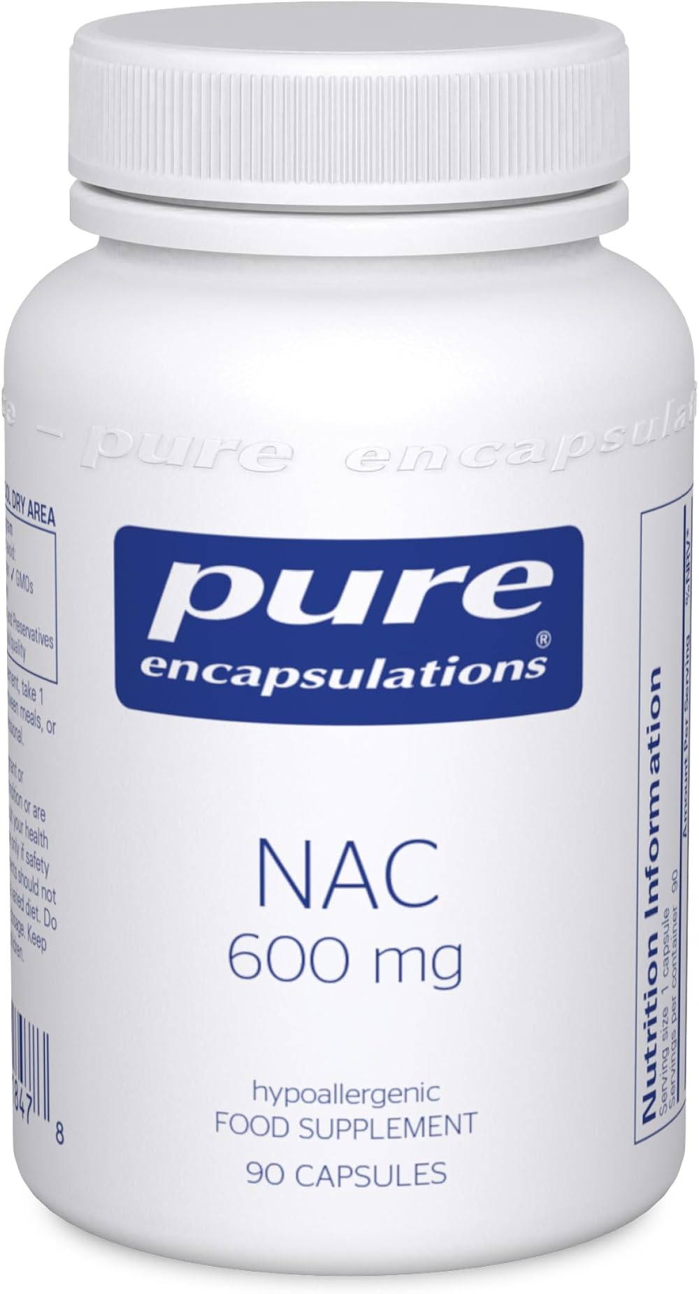 Pure Encapsulations NAC 600mg - N-Acetyl-L-Cysteine - 90 Capsules