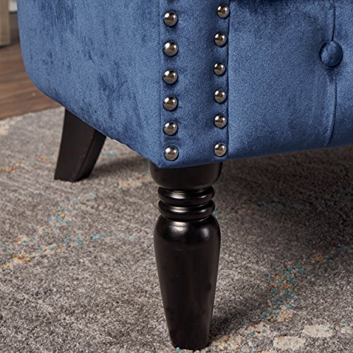 Christopher Knight Home Milani Tufted Scroll Arm Velvet Loveseat, Navy