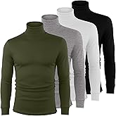 August Alley 4 Pack Men's Turtleneck Long Sleeve with Cuffs, Thermal Basic Tops Undershirt Pullover