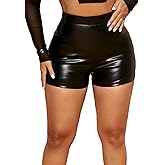 NDUAAC Women's PU Leather High Waist Skinny Shorts Stretchy Sexy Shorts
