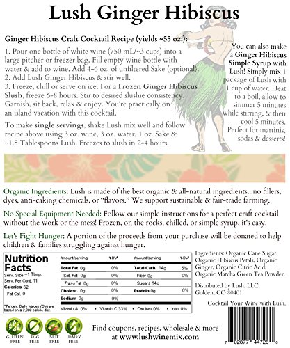 Lush Wine Mix - Organic Mix for Wine Slushies & Simple Syrup Cocktails (Spring & Summer 6-pack - Original, Sangria, Moscow Mule, Strawberry Basil Lemonade, Ginger Hibiscus, Cosmo) - Thumbnail 6