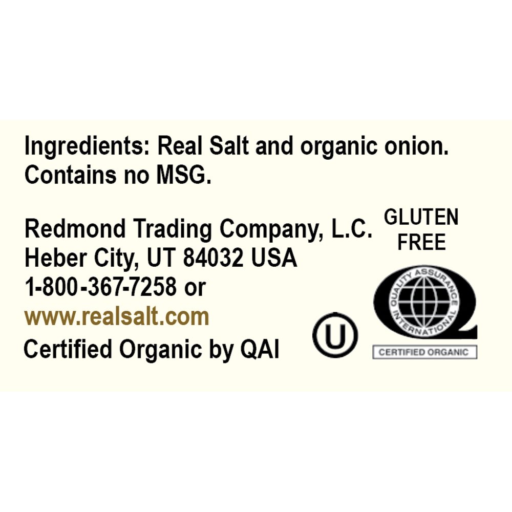 Redmond Real Sea Salt - Natural Unrefined Organic Gluten Free, Onion 4.75 Ounce Shaker : Nutrition And Wellness Products : Grocery & Gourmet Food