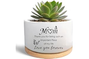 MBRUH Gardening Thank You Gifts for Mom, Succulent Plant Pot, Flower Cactus Planter, Birthday Mom Mother Mama Garden Decor Gift from Son Daughter (Plants Not Included)