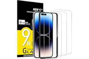 NEW'C [3 Pack] Designed for iPhone 14 Pro (6.1 inches) Screen Protector Tempered Glass with easy installation tool included,C