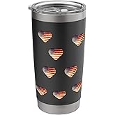 Red American Flag Design Hearts for Men Boys Girls Women Stainless Steel Insulated Tumbler