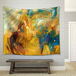 Original Abstract Oil Painting on Canvas.Modern Impressionism - Fabric Wall Tapestry Home Decor - 51x60 inches