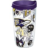 Tervis 1248079 NFL Baltimore Ravens All Over Tumbler with Lid, Clear, 16 oz