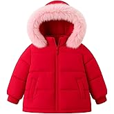 HILEELANG Toddler Baby Kids Winter Puffer Jacket Outwear Coat with Detachable Hood and Faux Fur Trim 1-7 Years