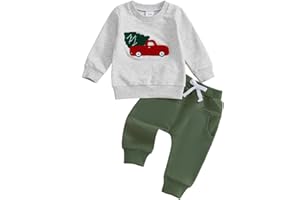 BemeyourBBs Toddler Baby Boy Fall Winter Clothes Funny Letter Long Sleeve Sweatshirt and Pants Set 2 Piece Sweatsuit Outfit