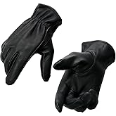Milwaukee Leather MG7595 Men's Black Deerskin Unlined Motorcycle Gloves w/Cinch Wrist Closure