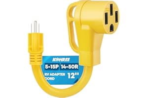 Kohree 50 amp to 110V Adapter RV Plug, 15 Amp Male to 50 Amp Female RV Power Adapter Cord 12", NEMA 5-15P to 14-50R RV Dogbone Electrical Adapter
