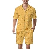 Cvrozpwy Men Pajamas Sets Shark Short Sleeve Sleepwear Button-Down PJs Sets Two-Pieces Loungewear with Pockets