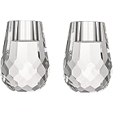 Donoucls Crystal Candle Holder Honeycomb Designed Hand Cut Crystal Household Taper Candlesticks Banquet Decorations for Dinner 2.4x3.2Inches Pack of 2, Clear