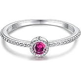 Birthstone Stackable Rings for Women: S925 Sterling Silver Heart Stacking Ring Knuckle Rings Band for Best Friends Christmas Anniversary Birthday Gifts Jewelry