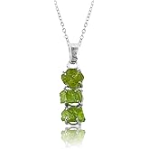 Real Raw Peridot Pendant Necklace, Rough Crystals, Natural Raw Gemstone, Green Peridot, Energy Healing Crystals, August Birthstone, Gift for Women, Prong Setting Silver Plated Jewelry 18 inch