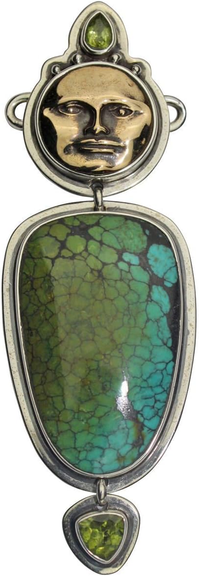 Tabra 925 Silver Bronze Turquoise and Peridot Connector Charm Jewelry for Girls Women Anniversary Party Gift New from Esme's Vault OOK45