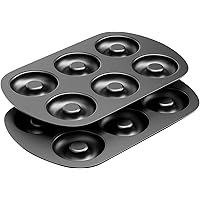 Tiawudi Non-Stick 6-Cavity Donut Baking Pans, Makes Individual Full-Sized 3 1/4" Donuts, Set of 2