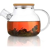 CnGlass Glass Teapot Stovetop Safe,30.4oz Clear Tea pot with Removable Filter Spout,Loose Leaf and Blooming Tea Maker