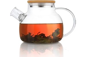 CnGlass Glass Teapot Stovetop Safe,30.4oz Clear Teapots with Removable Filter Spout,Teapot for Loose Leaf and Blooming Tea