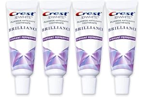 Crest 3D White Brilliance Toothpaste, Vibrant Peppermint, Travel Size 0.85 oz (24g) - Pack of 4
