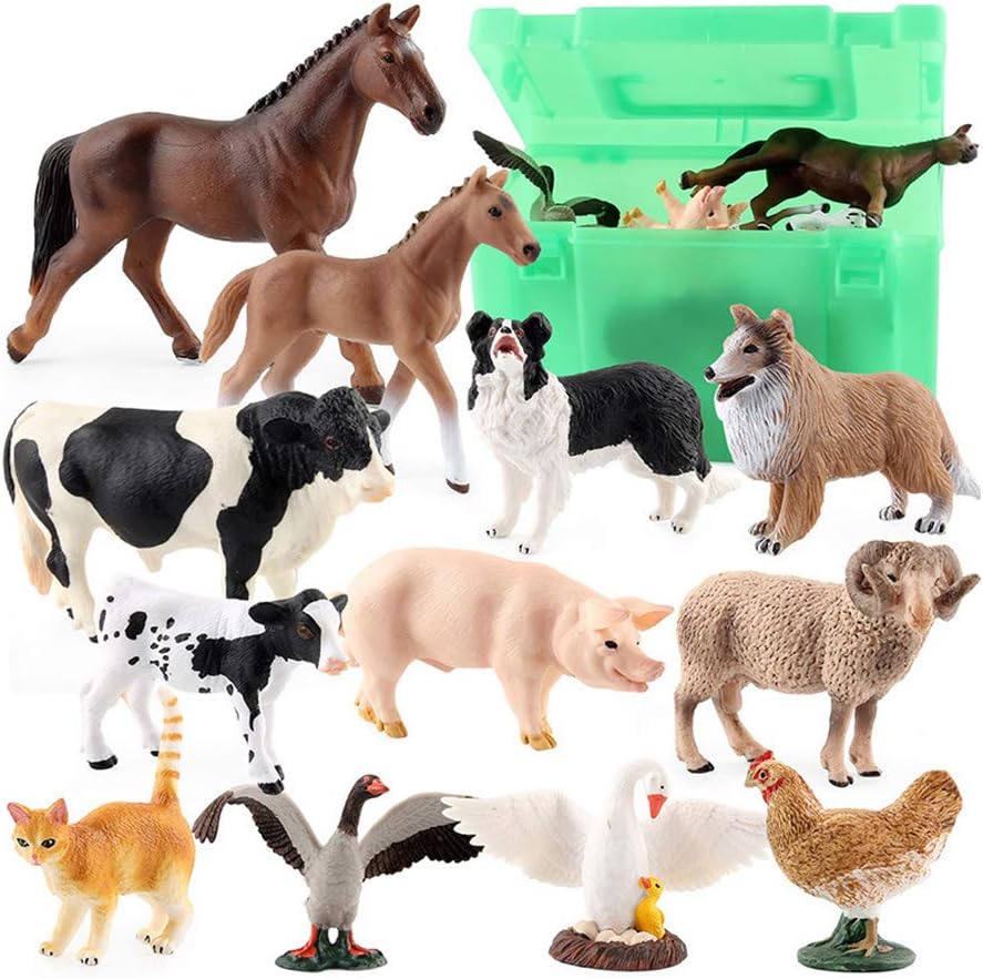 Juguetes De Animales Figuras Con Caja De Almacenamiento De Juguetes Animales De Granja Juguetes De Animales Figuras Con Caja De Almacenamiento De Juguetes Animales De Granja