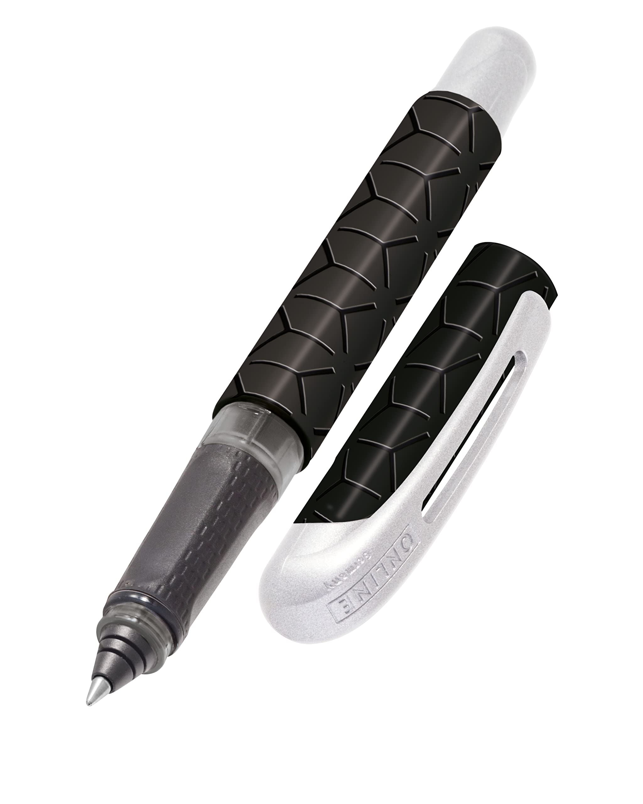 Online College ink pen Black Style ergonomic rollerball for school/college solid medium nib, soft grip part for standard ink cartridges refillable │ideal for beginners, pupils & students, 12468/3D