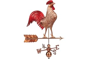 Good Directions 515RED Large Red Rooster Weathervane, 27” Long, Pure Copper Hand Finished Multi-Color Patina, Large
