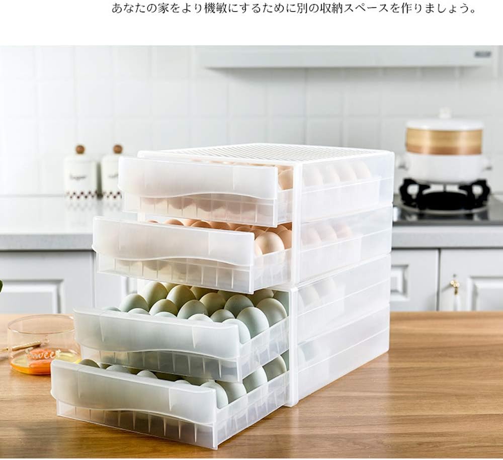 17 Double Layers 60 Grids Eggs Holder Box PP Drawer Vanity Organizer For Egg Kitchen Egg Storage