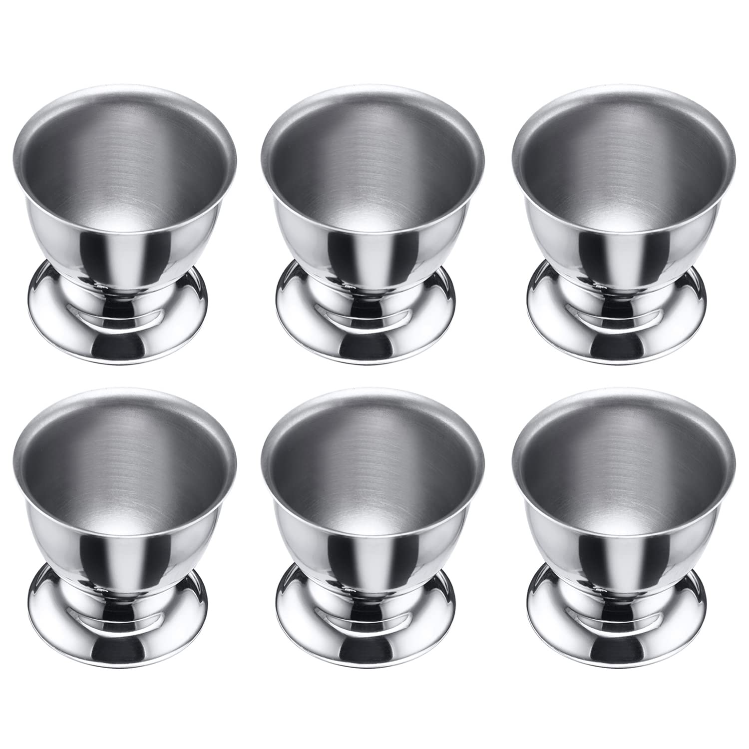 Westmark 6 footed egg cups, stackable, ø 5 cm, stainless steel, silver, 207422E2