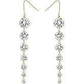 UDYLGOON Sparkly Imitation CZ Diamond Long Dangle Earrings for Women, Bride Bridesmaid Wedding Prom Earrings Hypoallergenic Gift