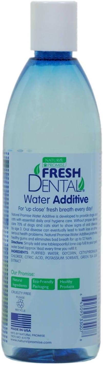 Naturel Promise Fresh Dental Water Additive for Dogs and Cats - Easy to Use Pet Dental Care Water Additive to Help Clean Teeth, Freshen Breath Up to 12 Hours with No Brushing Required-18 Fl Oz, 3 Pack : Pet Supplies