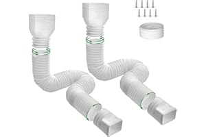 NHBKO Gutter Downspout Extensions, 2 Pack Flexible Rain Gutter Downspout Extenders, Drainage Pipe Connector for Outdoor Gutter Splash Block, Drain Downspout Extender from 21"-70" - White
