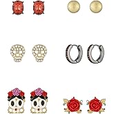 Madison Tyler Halloween Earring for Women | 6 Pair Trident Cross Feather Ghost Pumpkin Cat Boots Skull Earrings Set | Halloween Party Holiday Dangle Earrings Jewelry