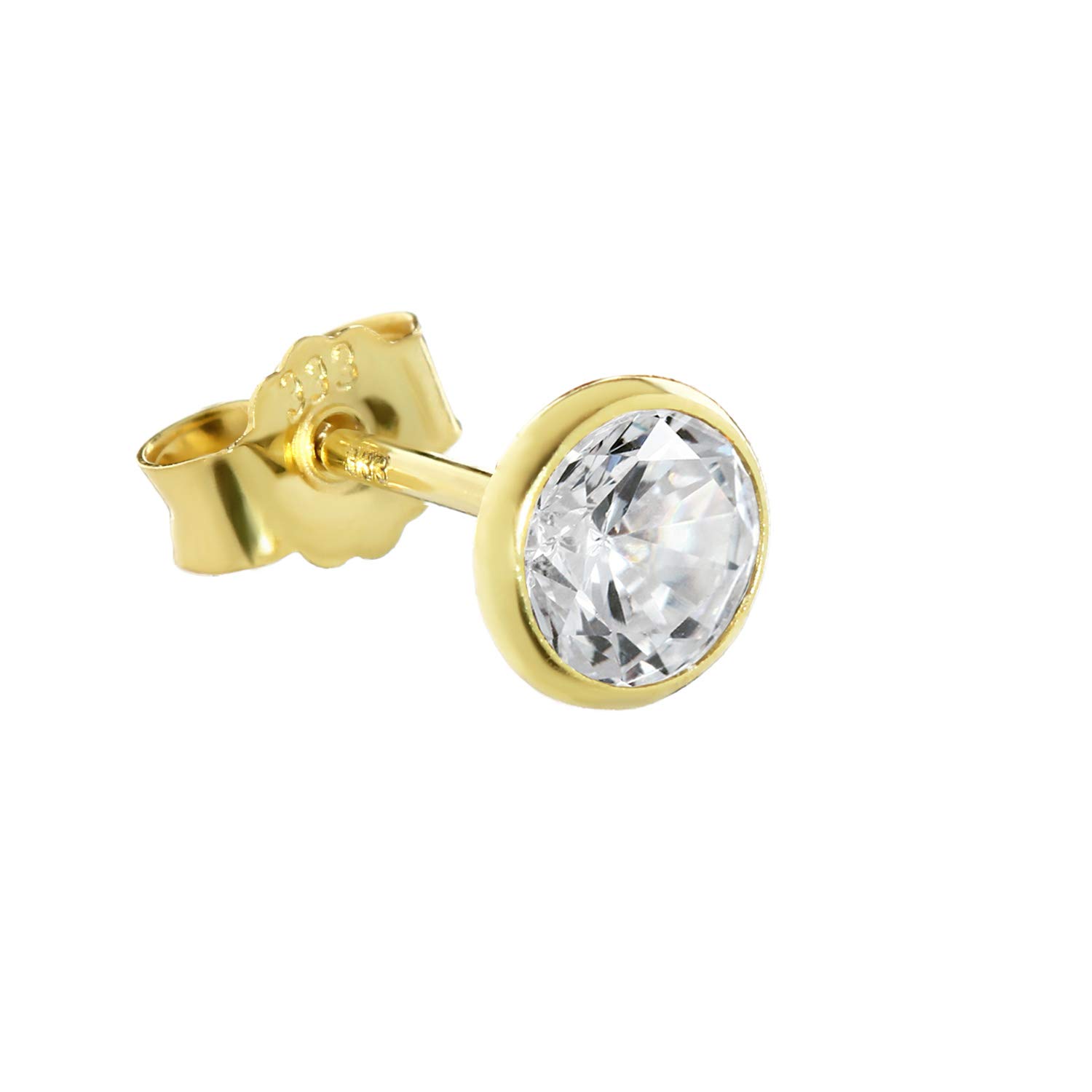NKlaus single stud earrings real gold alloy 5,5mm Cubic ia ladies men 0,81g 3