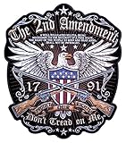 Leather Supreme Large Patriotic American Eagle The 2nd Amendment Biker Patch-Silver-Large