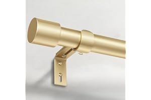 IFELS Heavy Duty Curtain Rods for Windows 48 to 84 Inch, 1 Inch Gold Curtain Rods for Outdoor Patio, Farmhouse, Bedroom, Kitchen, Living Room, Adjustable Easy Install Curtain Rods (Gold,30"-90"-1Pack)