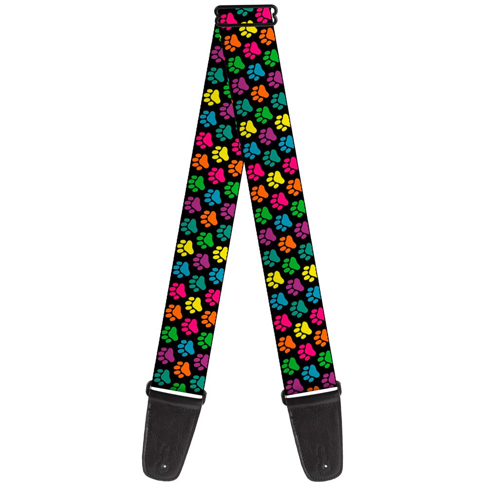 Buckle-Down GS-W31663 Guitar Strap Paw Print Black Multi Color 2 Inches Wide, 34-60" — image 1
