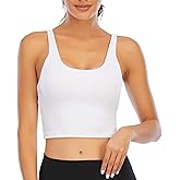 Women's Padded Sport Bra Workout Cropped Tank Top Longline Fitness Running Camisole Yoga Bras Criss Back Top Shirts