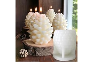 RUSTAMM Christmas Pinecone Silicone Candle Molds Soap Mold 3D Xmas Theme Resin Concrete Mould DIY Supplies Ornament Mold Autumn Table Home Decor 1pcs