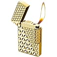 Lighters Soft Flame Lighter Traditional Flame Cigar Lighter with Adjustable Flame Dial Vertical Ignition Roller Good for Gift Outdoor Camping Hiking Fishing Grill Adventure Candle (Gold02)