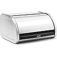Brabantia Medium Roll Top Bread Box (Matt Steel) Large Grip Front Opening, Partially Flat Top Bread Box, Fits 1 Loaf, Ideal for Kitchen Counter