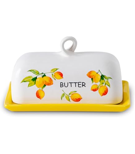 Blue Sky Clayworks Zitronen-Butterdose – Handbemaltes Keramik-Geschirr In Gelb