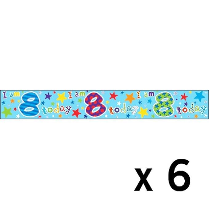 Amazon Com Simon Elvin I Am 8 Holographic Foil Banner Pack Of 6