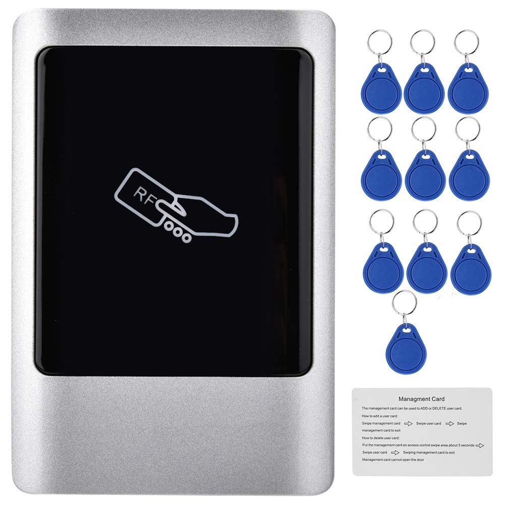 Qinlorgo RFID Reader Door Access, IP65 Waterproof Metal Touch Screen Access Controller, Management Card Smart Door Lock with 10pcs Access Card(IC: 13.56MHz)