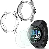 FCMEDZI Smartwatch Screen Protector Compatible for COROS PACE 4 Case TPU Soft Frame Cover and Tempered Glass Protective Film (Pack of 3+2)