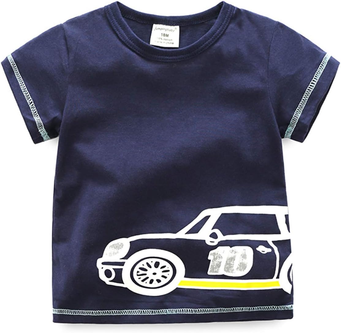 NOMSOCR Toddler Kids Baby Boys Summer Round Neck T-Shirt Top Cartoon Short Sleeve Clothes