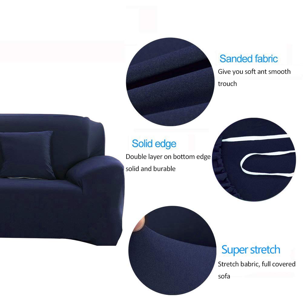 INMOZATA 1 Piece Stretch Seat Chair Covers Couch Slipcover Polyester Spandex Living Room Sofas Furniture Washable Slip Sofa Cover Shield Protector(Chair, Navy Blue)