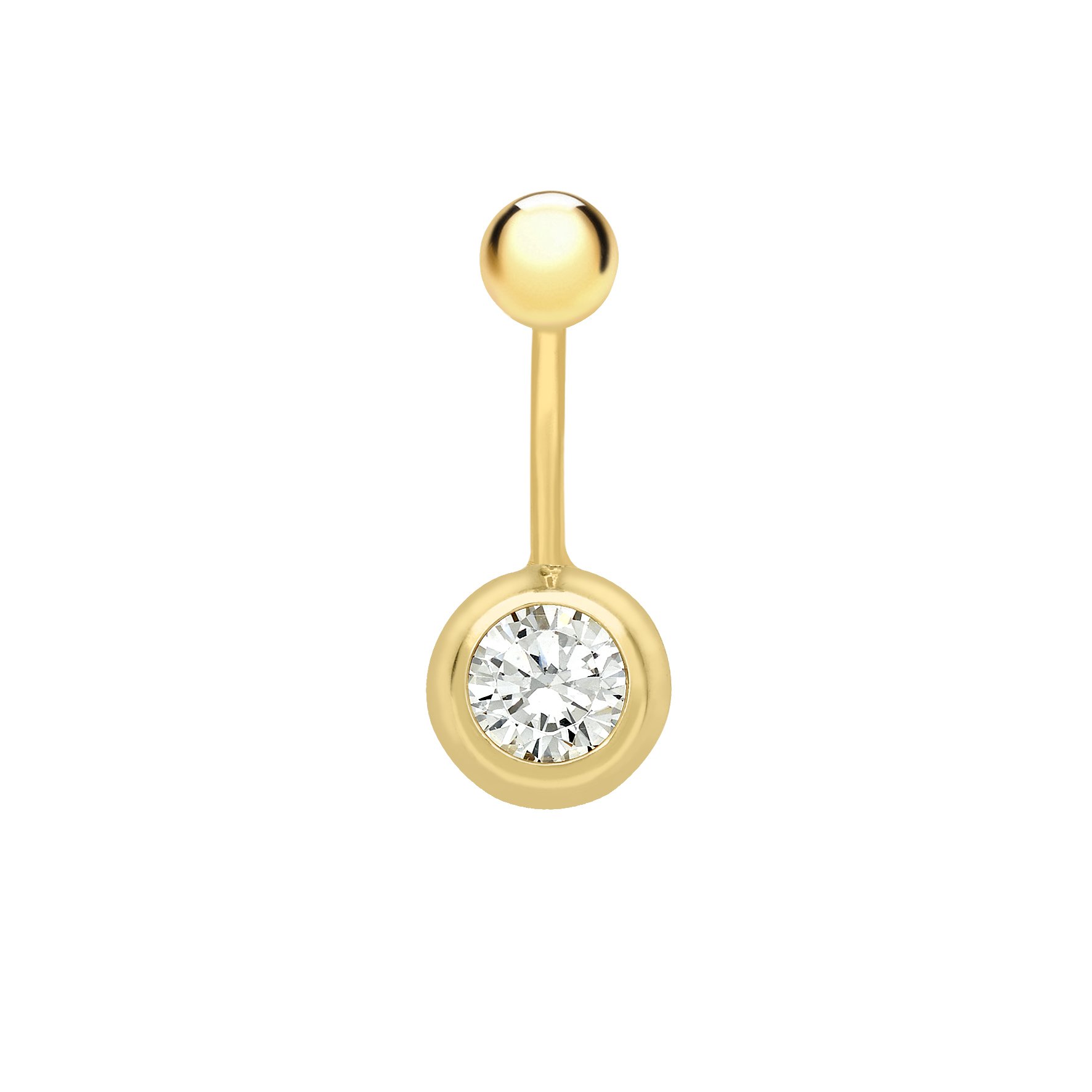 CARISSIMA Women's 9ct Yellow Gold Cubic Zirconia Belly Bar